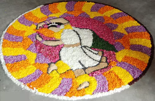 Rangoli design with flowers