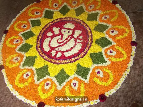 Rangoli design with flowers