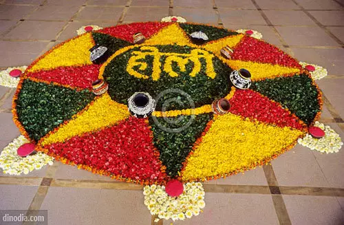 Rangoli design with flowers