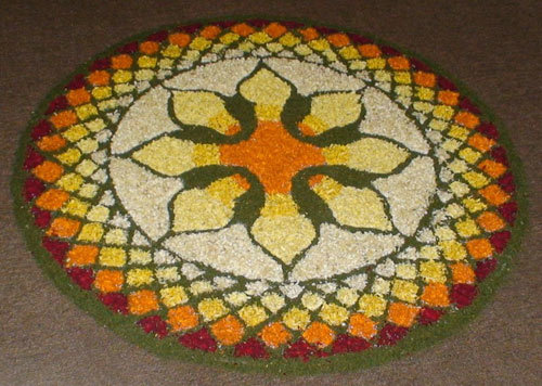 Rangoli design with flowers