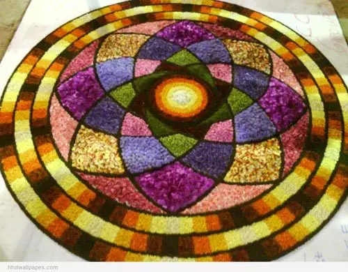 Magnificent rangoli design with an illusion of shading