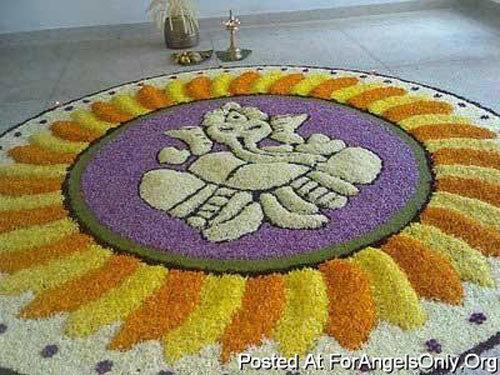 Rangoli design with flowers