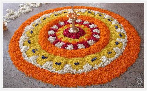 Rangoli design with flowers