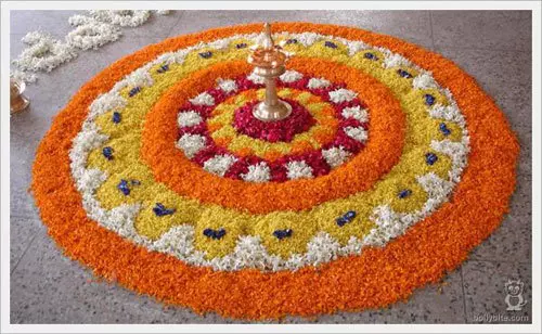 Rangoli design with flowers