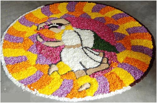 Rangoli design for a competition featuring Indian women classical dance style