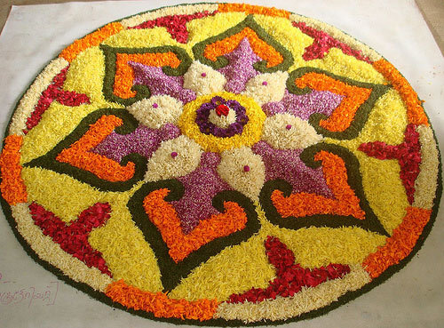 Rangoli design with flowers