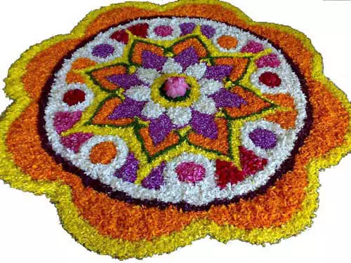 Rangoli design with flowers