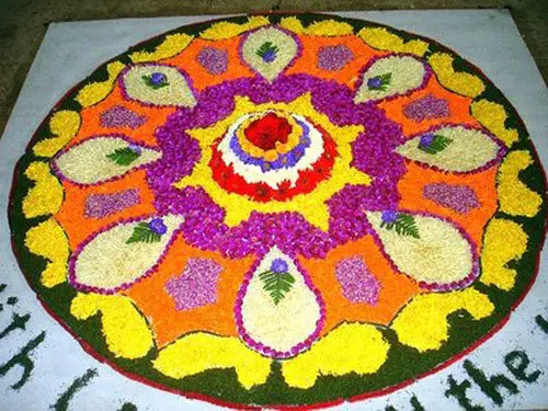 Rangoli design with flowers