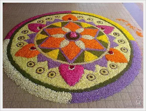 Rangoli design with flowers