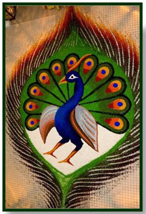 Peacock feathers rangoli design