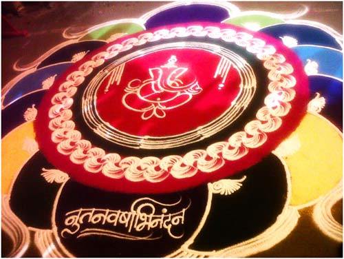 Rangoli design without dots for new year