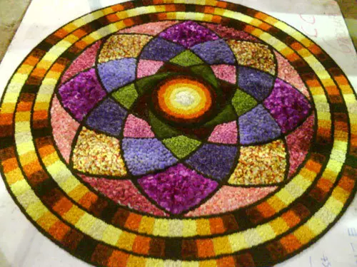 Rangoli design with flowers