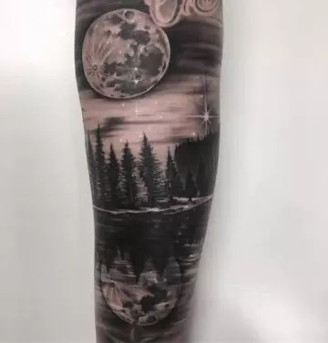 Moon and water tattoo
