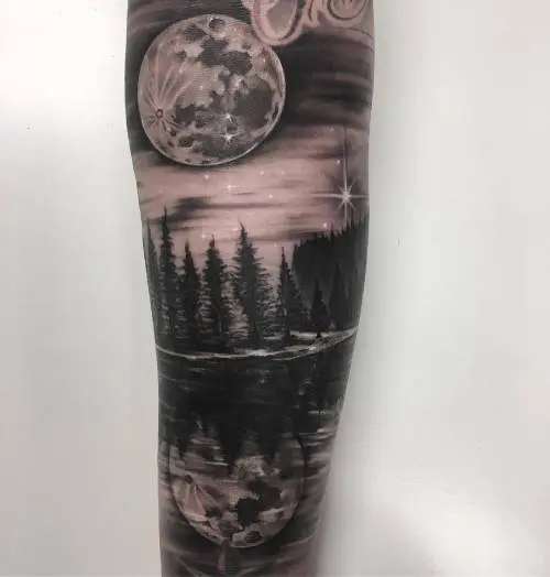 Moon and water tattoo