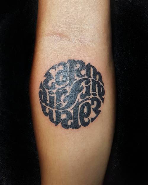 Elements of the universe ambigram tattoo