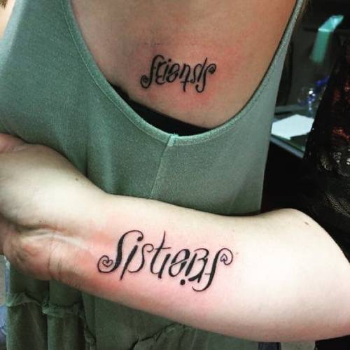 Sister-friends ambigram tattoo