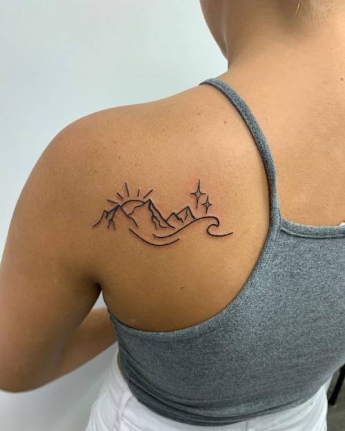 Moon and mountain tattoo