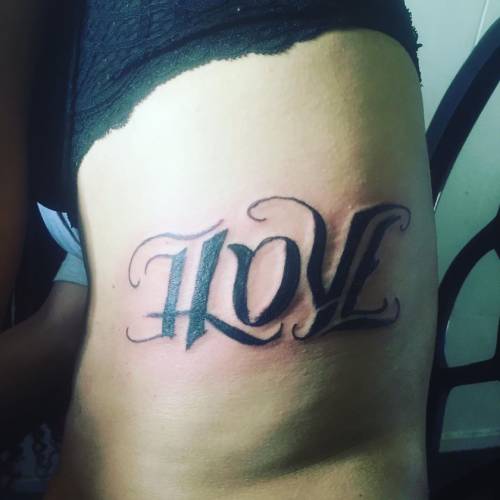 Love hate love pain ambigram.