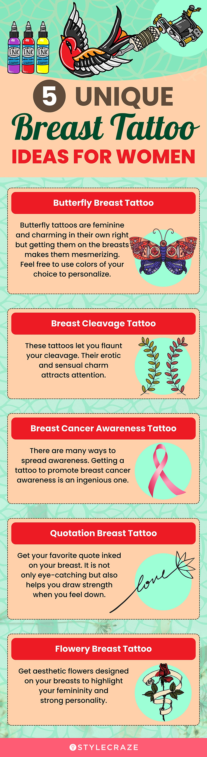 5 unique breast tattoo ideas for women (infographic)