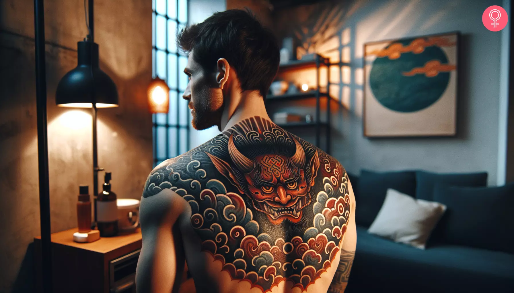 A Chinese devil tattoo on the back