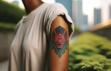 A Japanese devil tattoo on the arm