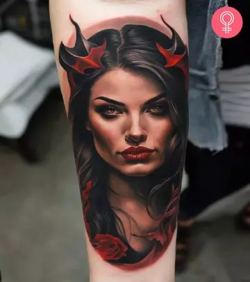 Demon tattoo on the arm