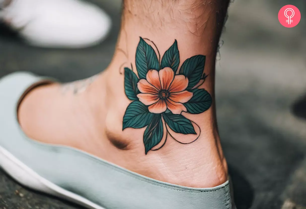 A flower tattoo to cover up a scar
