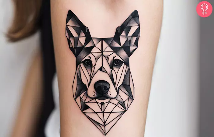  A geometric animal tattoo on the forearm