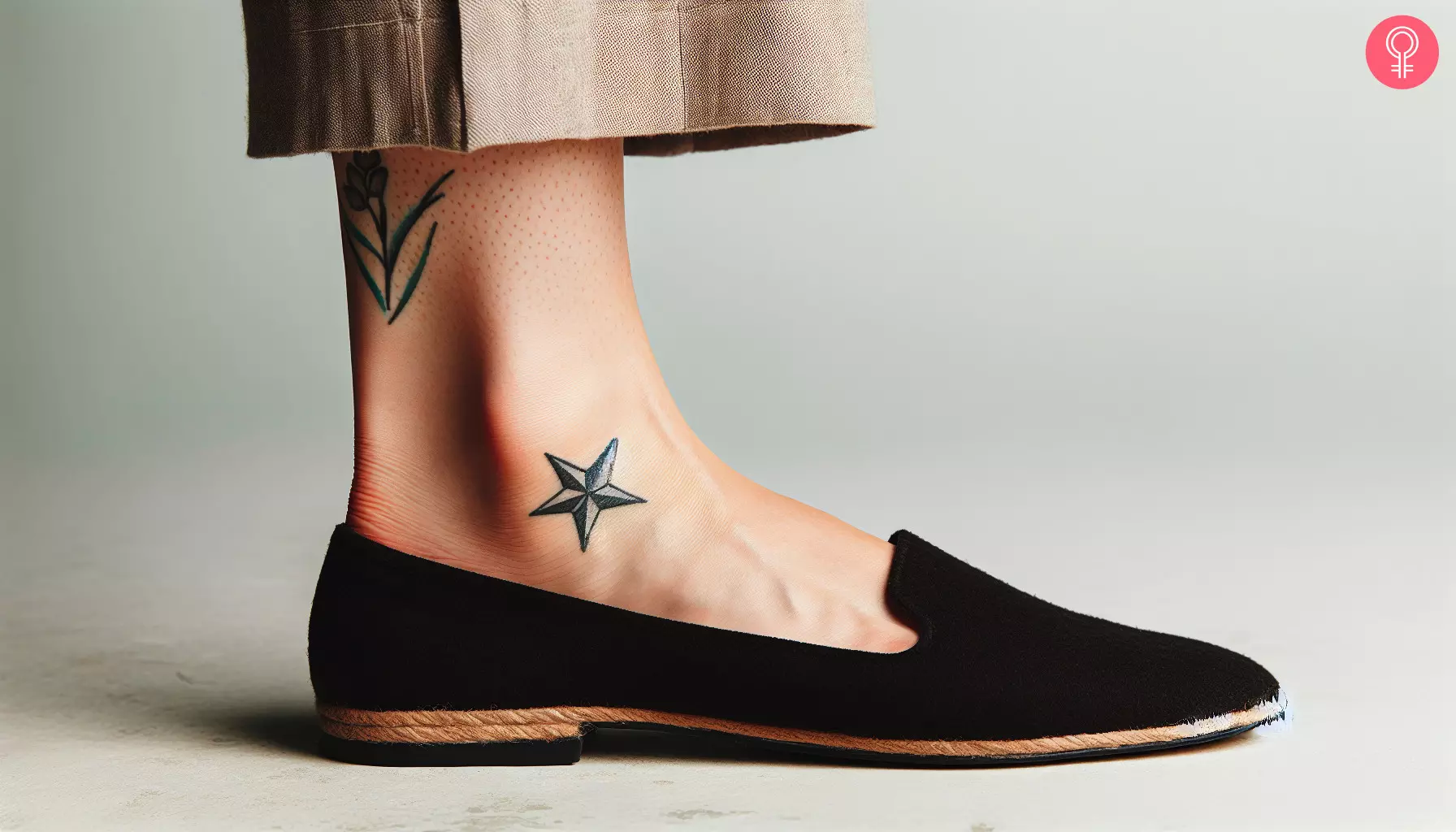 A line star tattoo on the inner ankle