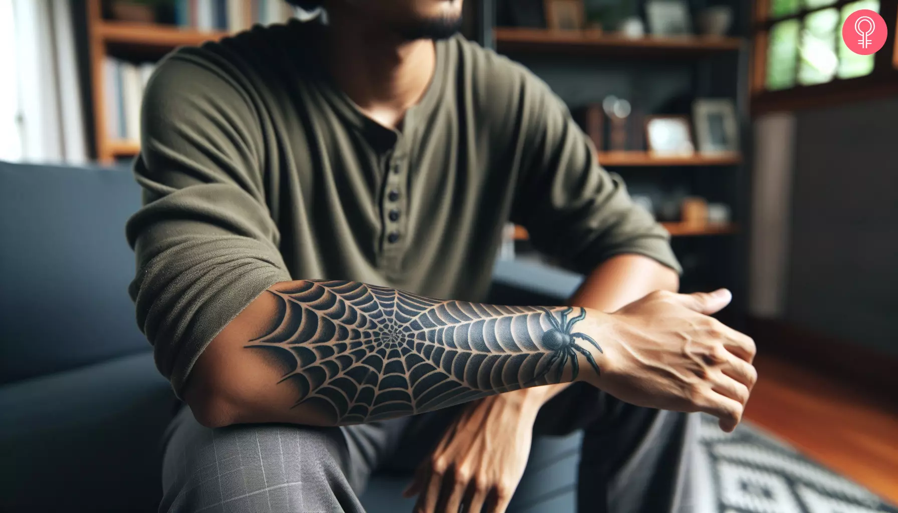 A man with a black spider tattoo on his arm