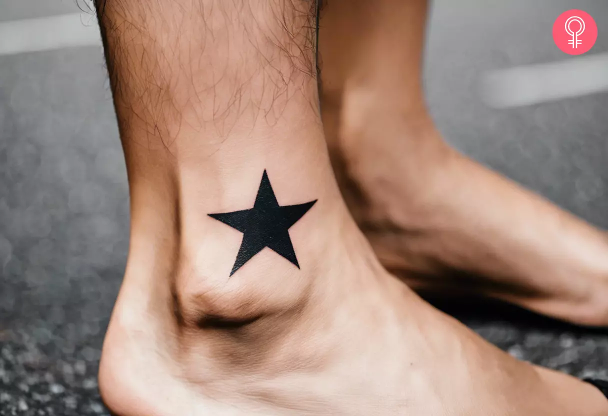A man with a black star silhouette on their ankle
