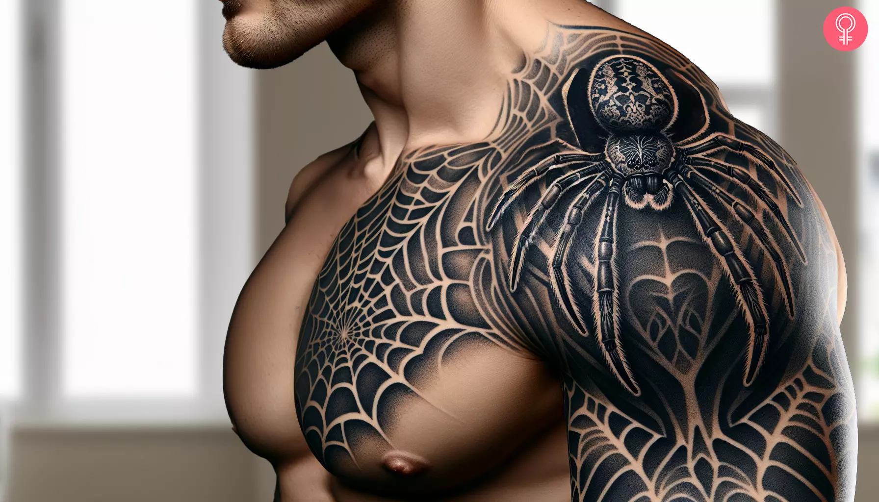 A man with a spider shoulder tattoo