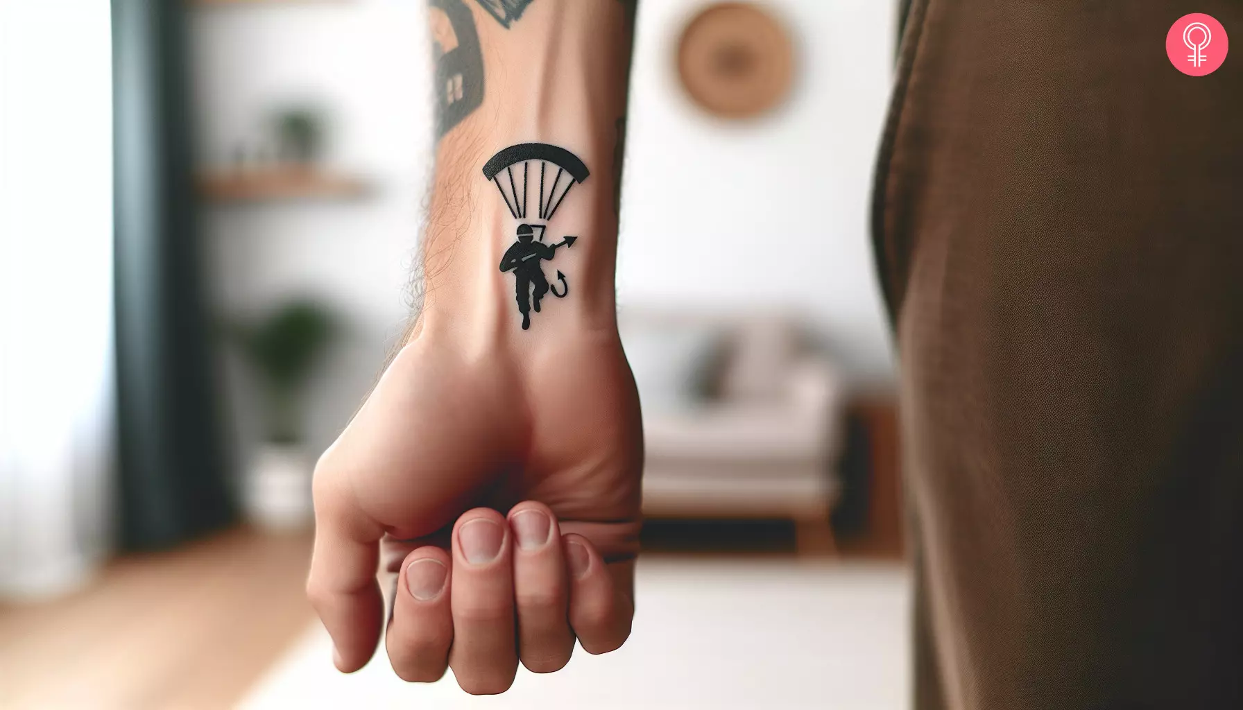 A paratrooper devil tattoo on the wrist