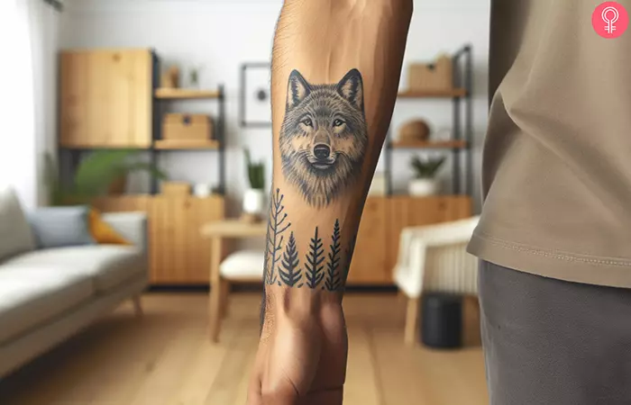 A realistic animal tattoo on the forearm