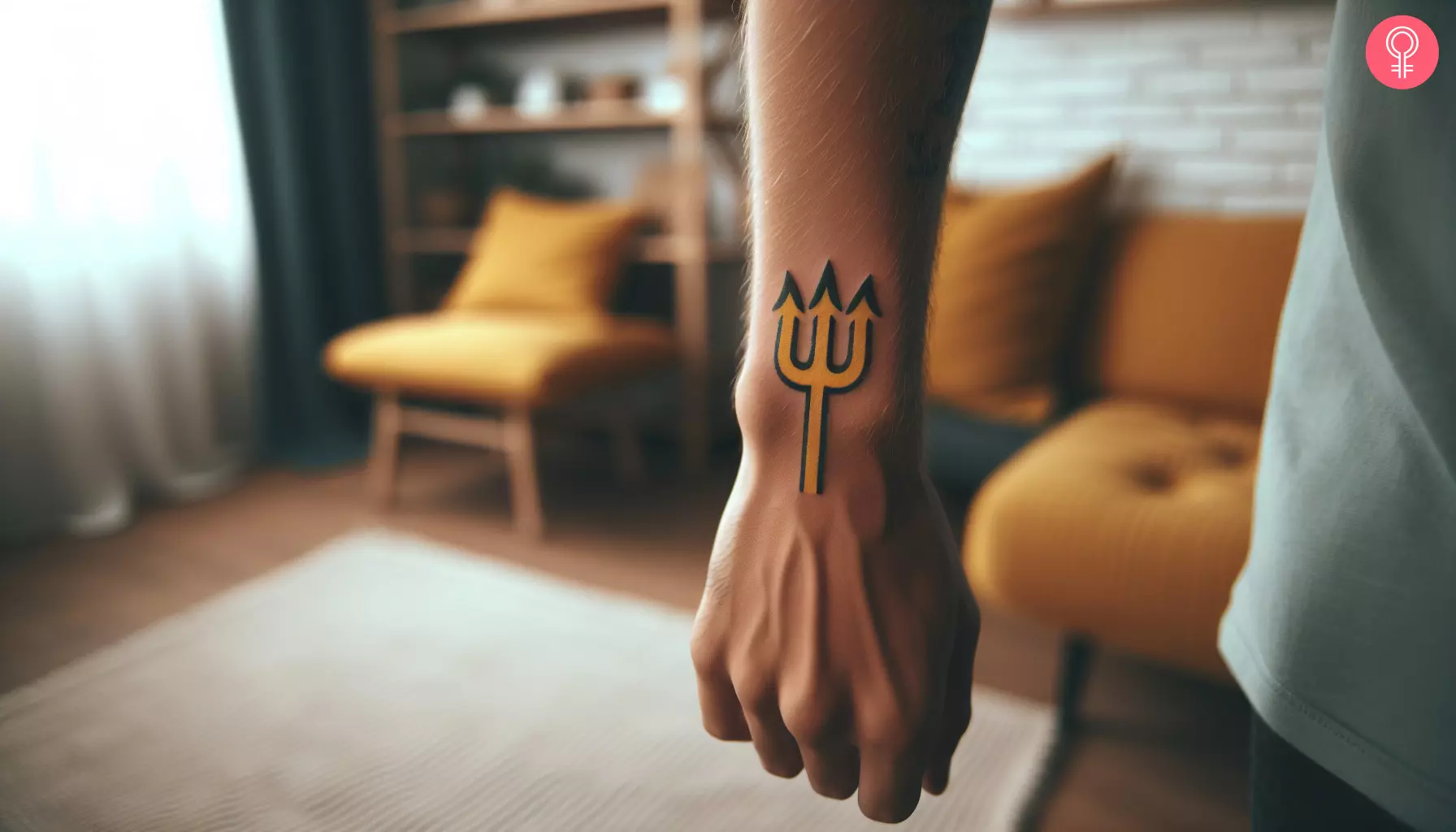 A sun devil tattoo on the wrist