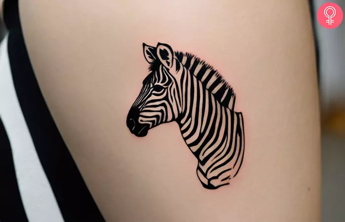 A zebra tattoo on the calf