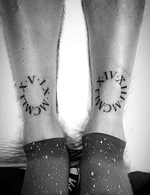 Roman numerals ankle tattoo