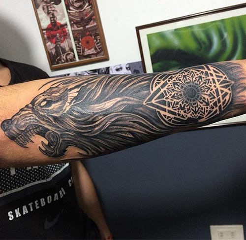 Men's wolf forearm tattoo | Wolf tattoo sleeve, Tattoo sleeve men, Sleeve  tattoos