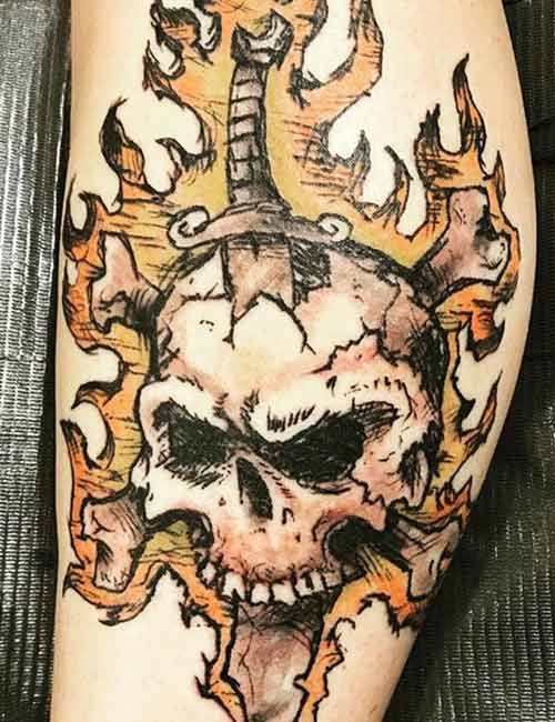 Badass Skull Tattoo Design