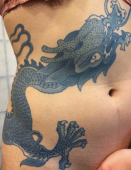 Belly dragon tattoo design