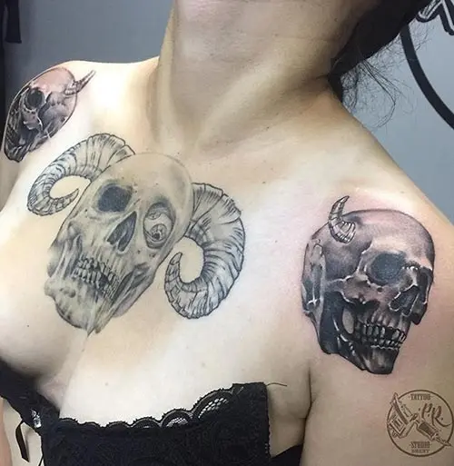 Black And White Skull Tattoo Design