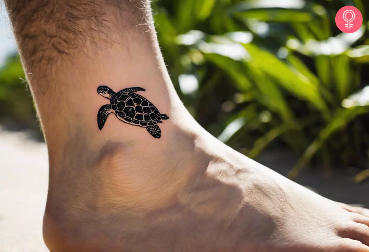 Black turtle on the ankle