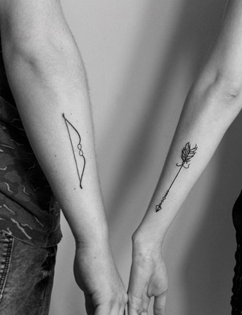 Bow and arrow tattoo for couples