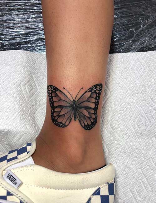 Butterfly ankle tattoo