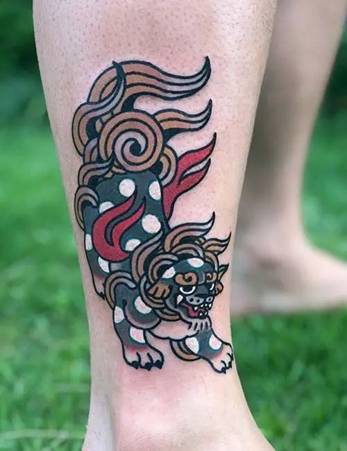 Chinese ankle tattoo