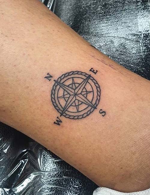 Compass ankle tattoo