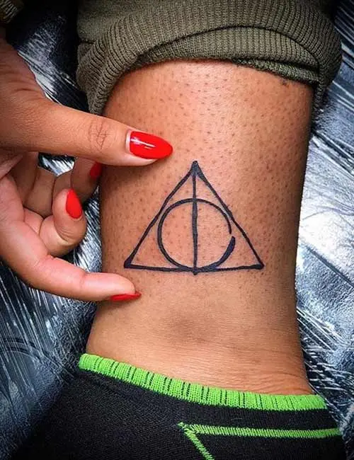 Deathly Hallows ankle tattoo
