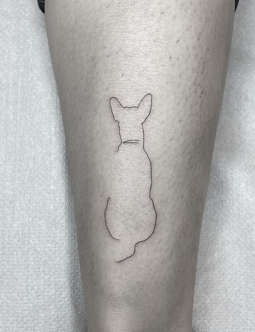 Dog line art silhouette minimal tattoo