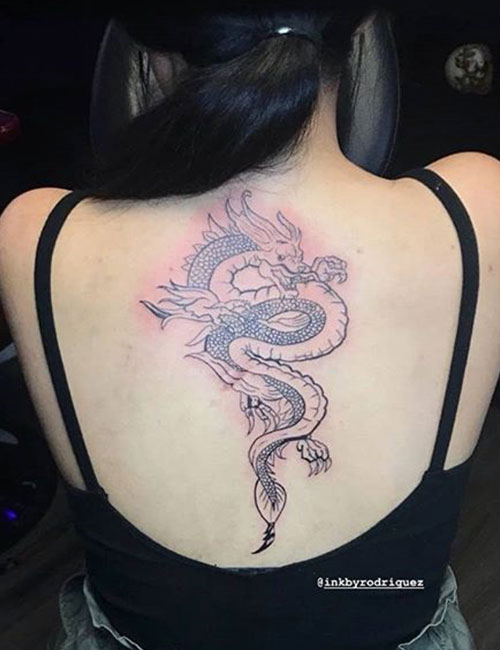Small Dragon Back Tattoo Female