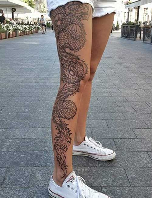 Dragon leg tattoo design